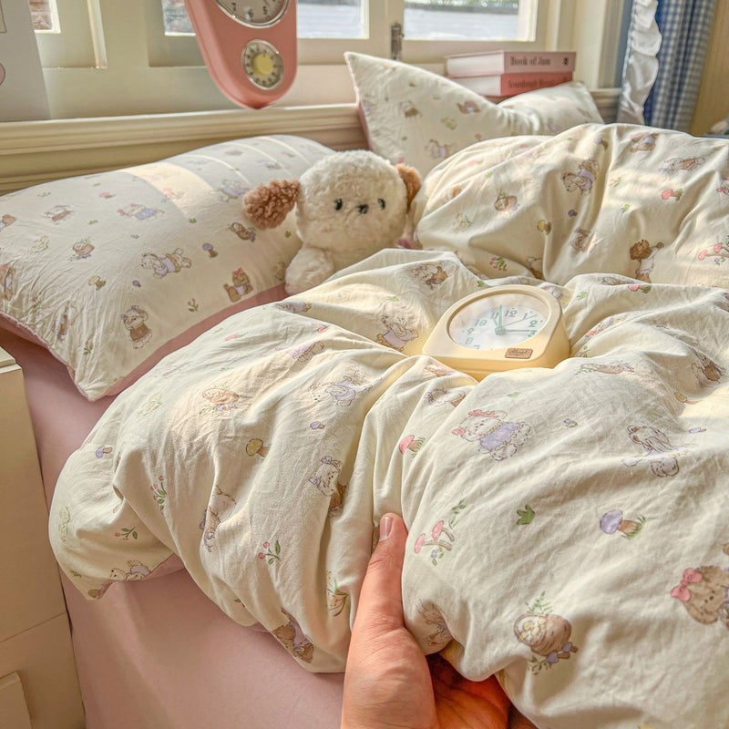 A-grade baby and mother super soft 4-piece bedding set - duvet cover, bedsheet, bed sheet, pillowcase - Image 1