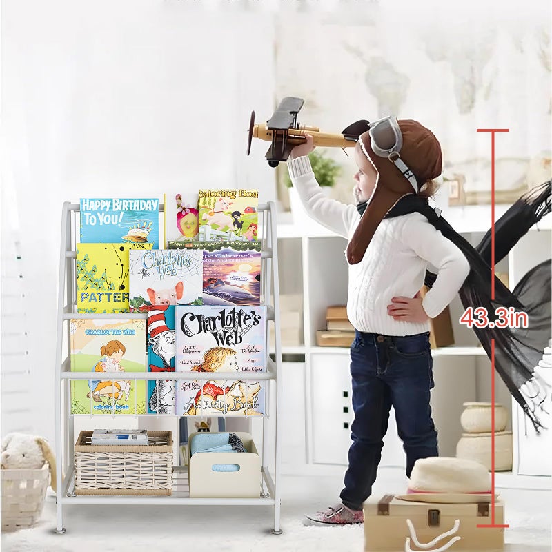 aboxoo Kids Bookshelf Toddler Freestanding for Children Room 18 inches Small Toddler Bookcase Toy Organizer White Stable Bookcase Bookstore Library Book Unit Storage for Small Place - Image 5