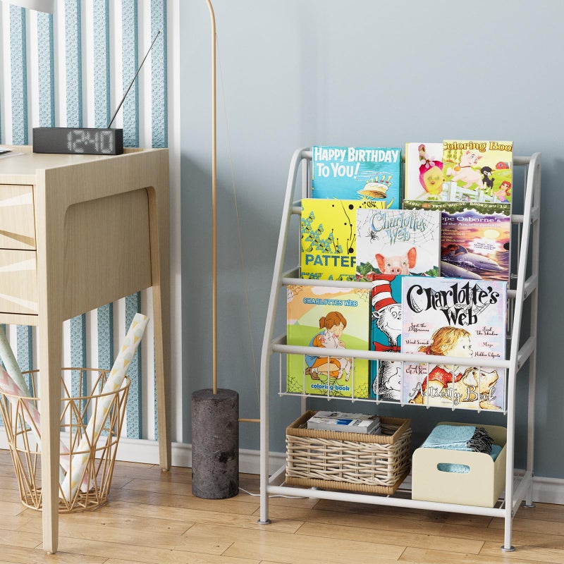 aboxoo Kids Bookshelf Toddler Freestanding for Children Room 18 inches Small Toddler Bookcase Toy Organizer White Stable Bookcase Bookstore Library Book Unit Storage for Small Place - Image 2