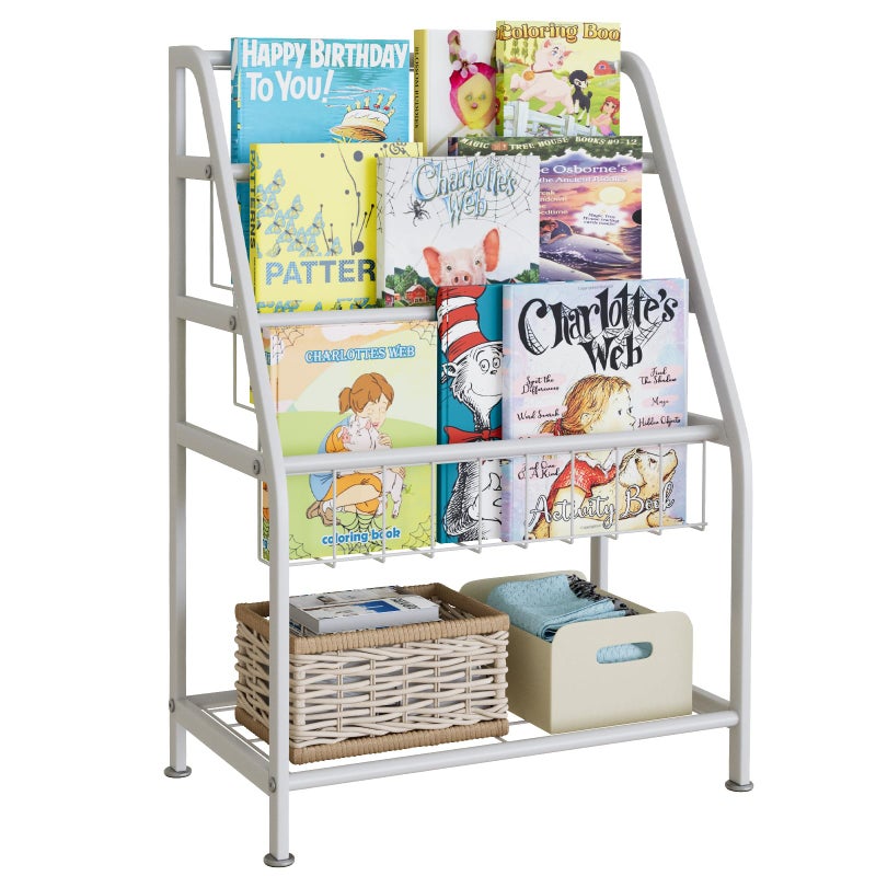 aboxoo Kids Bookshelf Toddler Freestanding for Children Room 18 inches Small Toddler Bookcase Toy Organizer White Stable Bookcase Bookstore Library Book Unit Storage for Small Place - Image 1