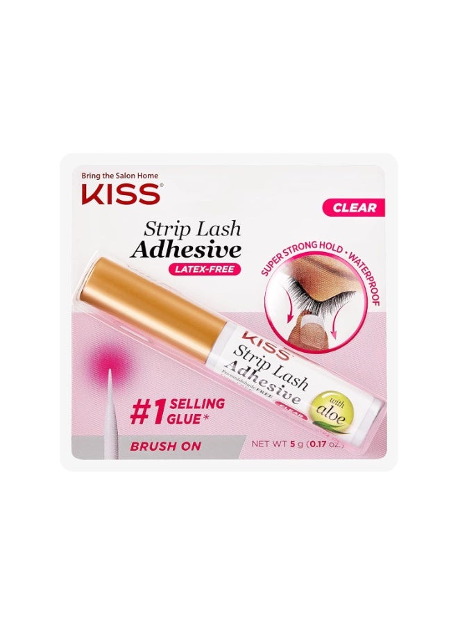 KISS Strip Lash Adhesive, Lash Glue, 24hr Strip Eyelash Adhesive, Clear, Includes Lash Adhesive, Long Lasting Wear, Can Be Used with Strip Lashes and Lash Clusters
