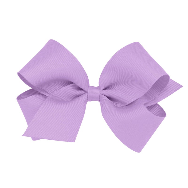 Wee Ones Girls' Classic Grosgrain Hair Bows on a WeeStay No-Slip Hair Clip, Handmade, Medium Sized Bow, Light Orchid - Image 1