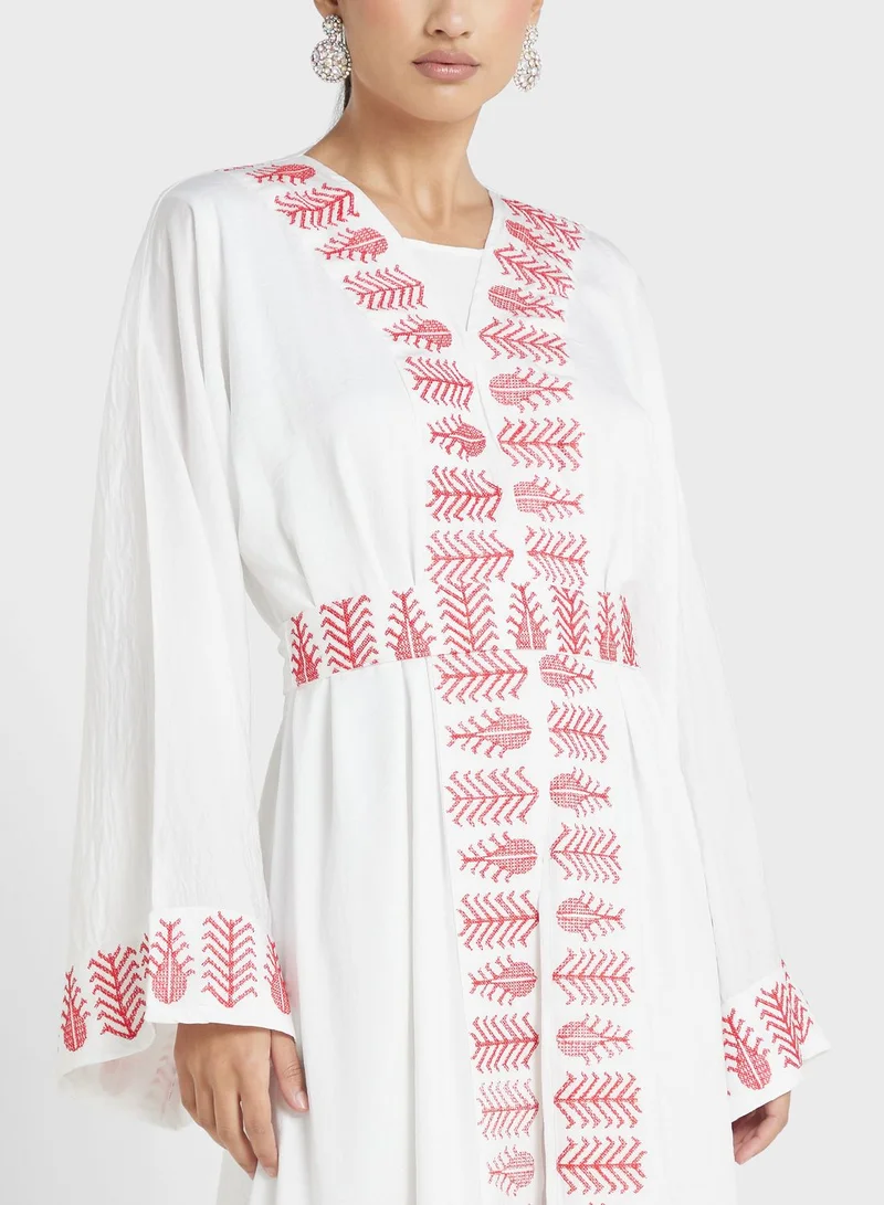 hayas closet Embroidered Belted Abaya