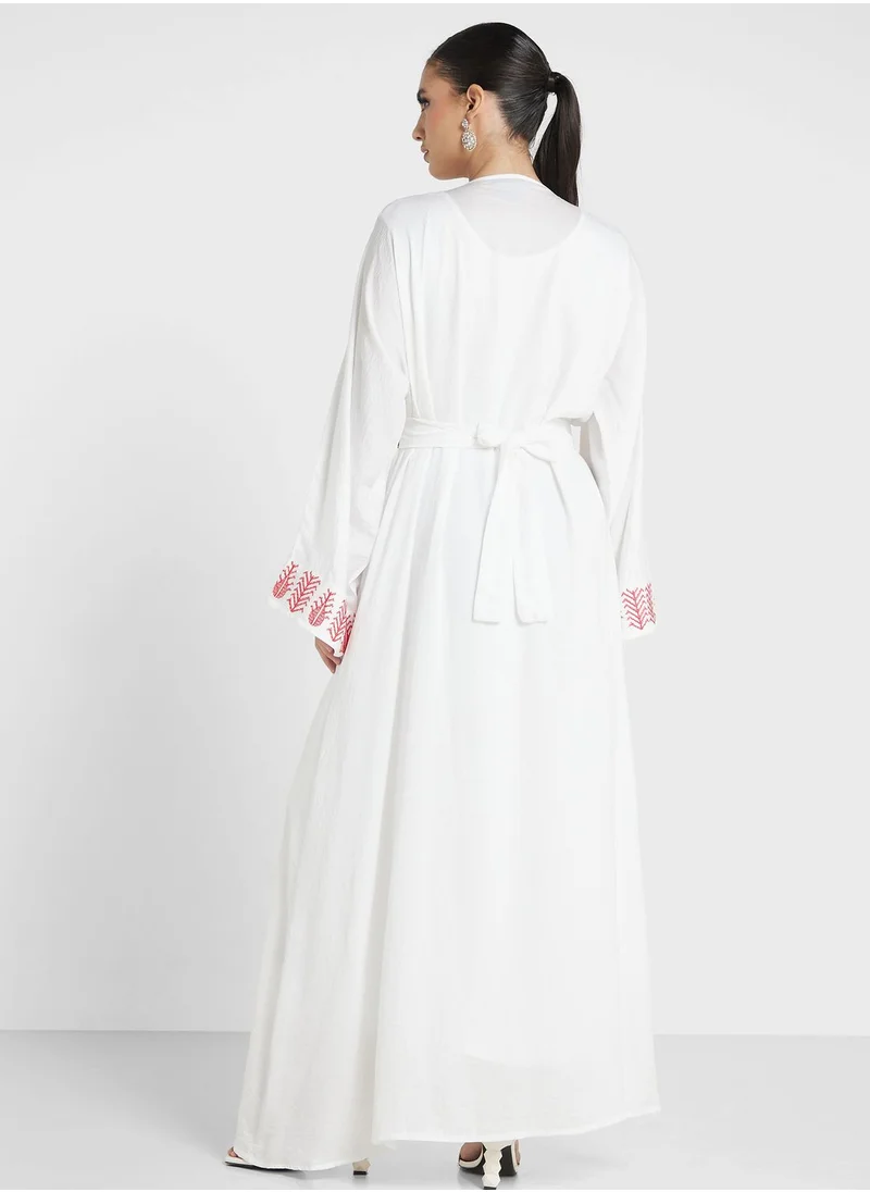 hayas closet Embroidered Belted Abaya