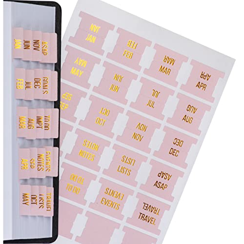 DiverseBee Gold Foil Planner 24 Peel and Stick Laminated Tabs for Notebooks, Calendar Tab Stickers and Monthly Dividers (Seasalt) - Image 1