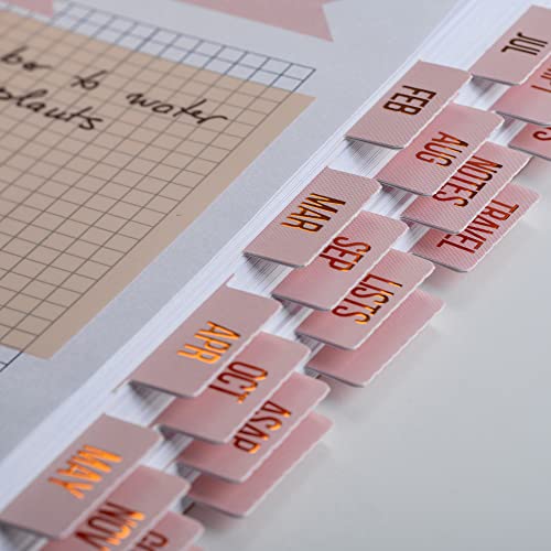 DiverseBee Gold Foil Planner 24 Peel and Stick Laminated Tabs for Notebooks, Calendar Tab Stickers and Monthly Dividers (Seasalt) - Image 2