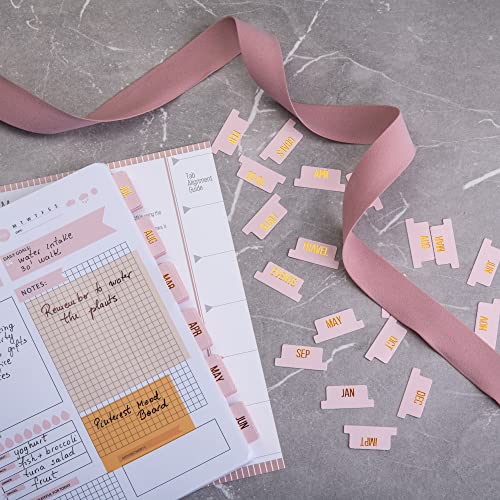 DiverseBee Gold Foil Planner 24 Peel and Stick Laminated Tabs for Notebooks, Calendar Tab Stickers and Monthly Dividers (Seasalt) - Image 4