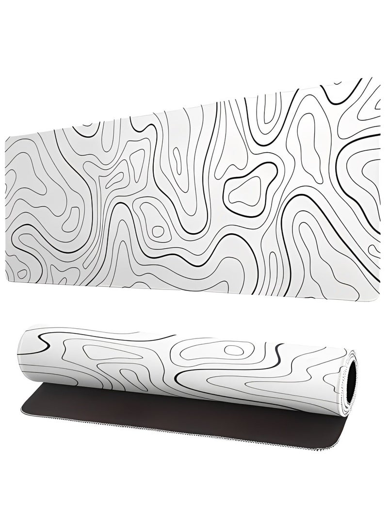 AKT Star Large Gaming Mouse Pad – Extended Smooth Precision Surface Desk Mat, Waterproof Surface, Non-Slip Rubber Base, Anti-Fray Stitched Edges, Suitable for Gaming, Office & Workstations (800*300 3mm) - (White) - Image 1
