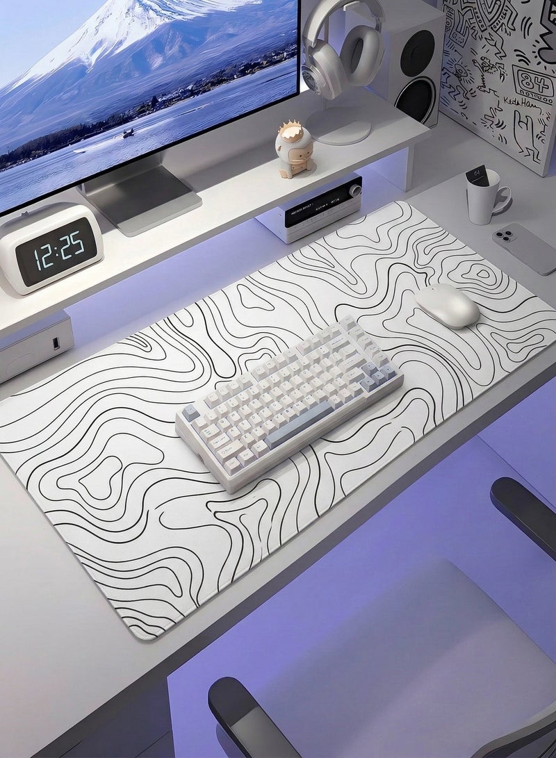 AKT Star Large Gaming Mouse Pad – Extended Smooth Precision Surface Desk Mat, Waterproof Surface, Non-Slip Rubber Base, Anti-Fray Stitched Edges, Suitable for Gaming, Office & Workstations (800*300 3mm) - (White) - Image 2