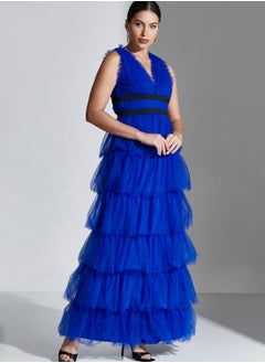 Namshi x Lama Tiered Detail Dress With Contrast Waistband  - Image 1