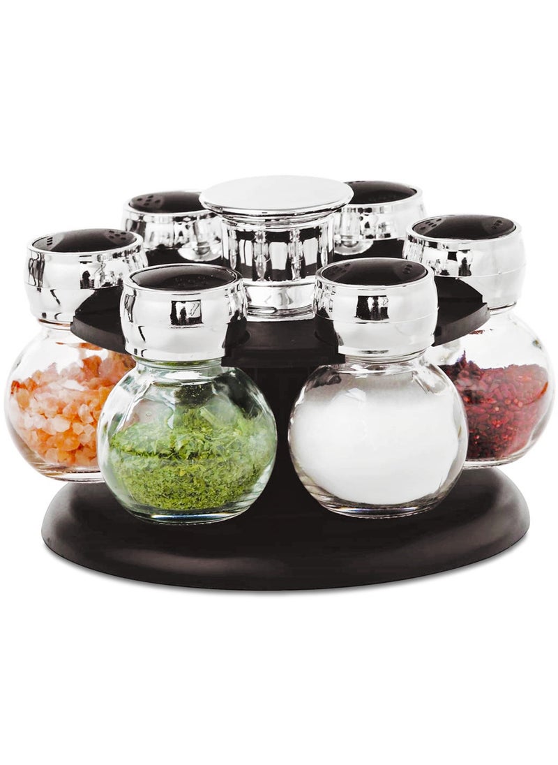 Home Smart - Revolving Spice Rack Spinner Counter Top | Glass Jar Bottles Set of 7 Pcs for Herbs, Salt and More with Rotating Holder | Spice Jar by Home Smart - Image 1