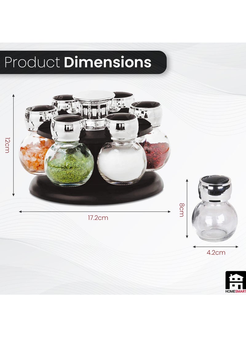 Home Smart - Revolving Spice Rack Spinner Counter Top | Glass Jar Bottles Set of 7 Pcs for Herbs, Salt and More with Rotating Holder | Spice Jar by Home Smart - Image 1