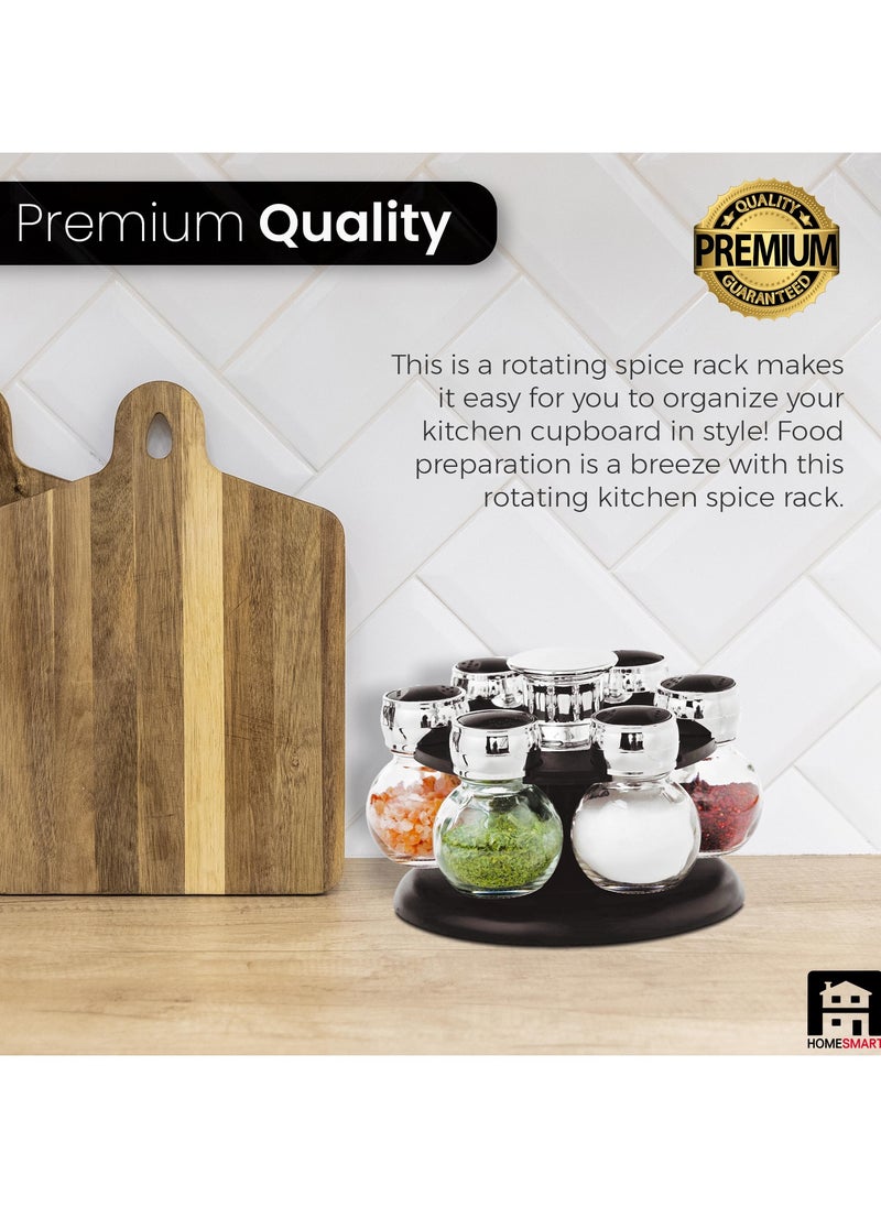 Home Smart - Revolving Spice Rack Spinner Counter Top | Glass Jar Bottles Set of 7 Pcs for Herbs, Salt and More with Rotating Holder | Spice Jar by Home Smart - Image 1