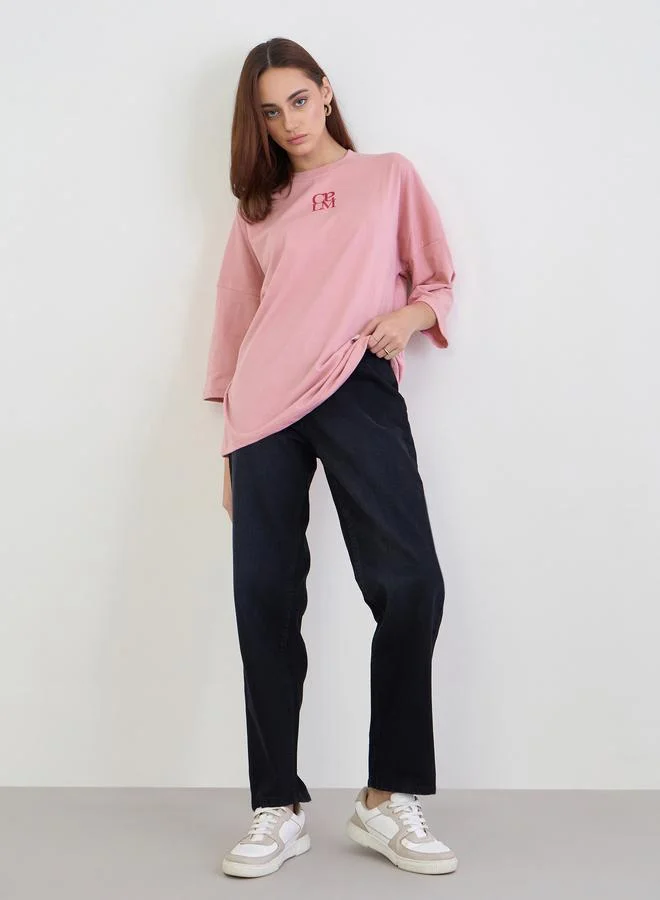 ستايلي تيشيرت واسع مع أكمام بطول 3/4