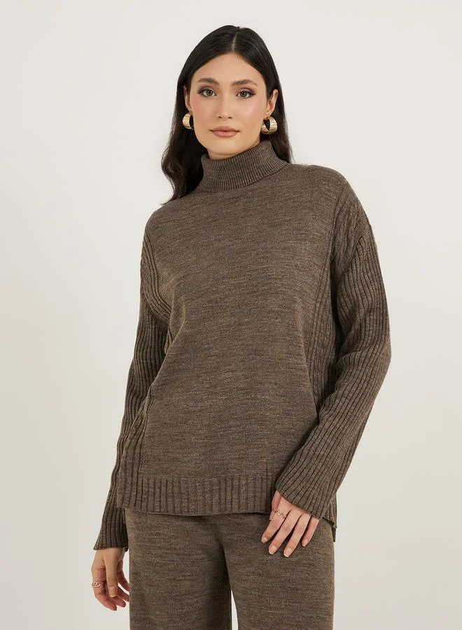 ستايلي طقم كنزة محبوكة وبنطلون واسع الأرجل