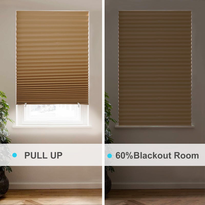 MYshade 6 Pack Temporary Blackout Paper Shades for Windows,Paper Pleated Blinds with Adhesive,No Tools No Drilling Free Cut Size Temporary Room Darkening Shades(Brown, 36" W x 72" H) - Image 5