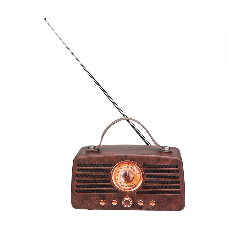 Portable FM Radio: Brown Retro Wood Grain, 1500mAh Long Battery Life, Built-in Microphone - Versatile BT Speaker with USB, TF Card, AUX In for Home Leisure Spaces - Image 2