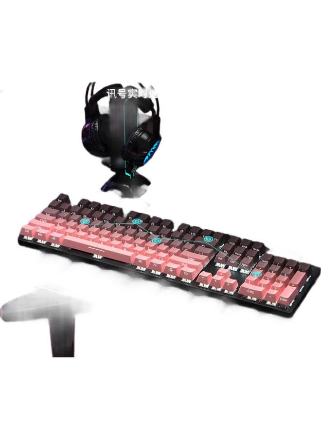 HP Hp Mechanical Keyboard For Office E-Sports Gaming Wired Desktop Laptop Side Engraved Gradient Blackberry Pink White Light Tea Axis - Image 1
