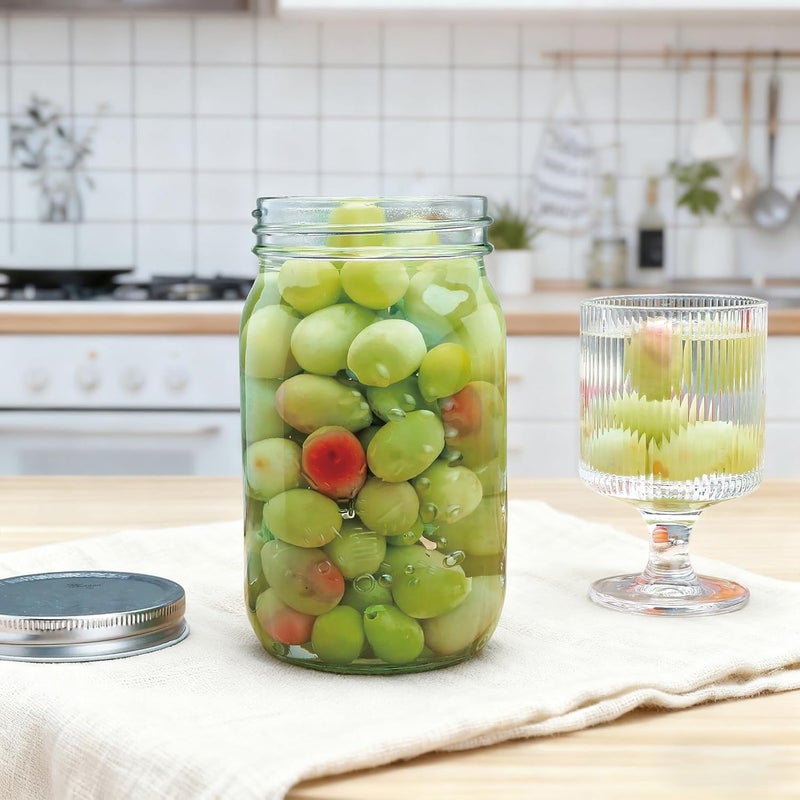 Flrolove Wide Mouth Mason Jars 32 oz, Canning Jars with One-Piece Lids 6 Pack, Glass Jars with Airtight Lid for Food Storage, Pickling, Preserving, Meal Prep, Jam, Honey, Jelly - Image 5