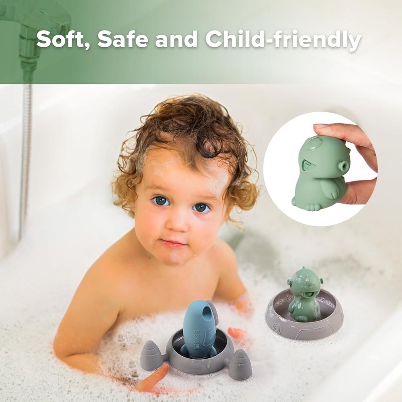 haakaa Alien Explorers Bath Toys, Food-Grade Silicone Alien Squirt Toys for Toddlers, Mold-Free Floating Water Toys for Bathtubs, Pools & Beaches, Detachable Design for Kids Ages 1-3(Tympani+Rocket) - Image 5