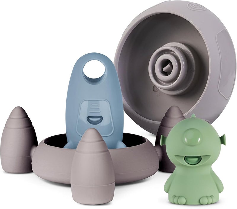 haakaa Alien Explorers Bath Toys, Food-Grade Silicone Alien Squirt Toys for Toddlers, Mold-Free Floating Water Toys for Bathtubs, Pools & Beaches, Detachable Design for Kids Ages 1-3(Tympani+Rocket) - Image 1