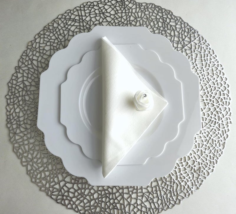 OCCASIONS FINEST PLASTIC TABLEWARE " OCCASIONS " 80 Plates Pack,(40 Guests) Heavyweight Wedding Party Disposable Plastic Plates Set -40 x 10.5'' Dinner + 40 x 8'' Salad/Dessert Plate (Imperial White) - Image 4