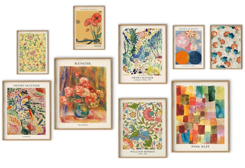 KONGSY Colorful Eclectic Wall Art Poster Prints,Set of 9 Abstract Wall Decor for Dorm Bedroom,Trendy Aesthetic Pictures for Teens Boys Girls, Maximalist Posters Wall Decorations - Image 1