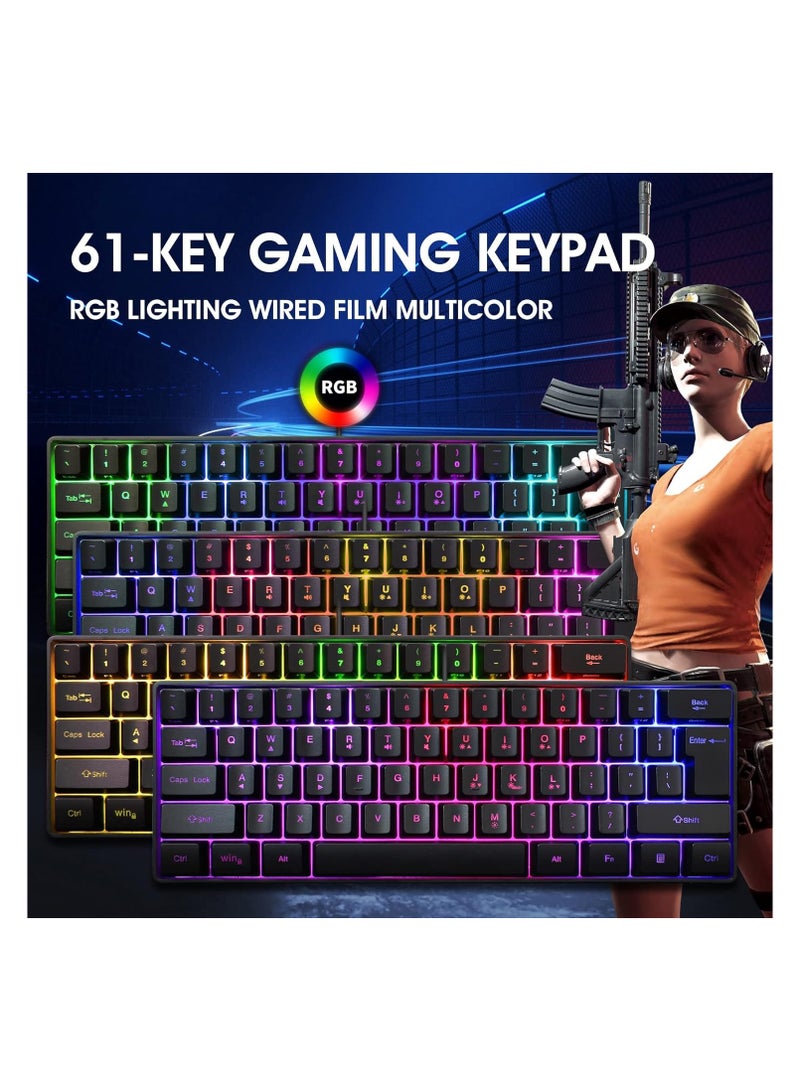 كاست ويف لوحة مفاتيح سلكية للألعاب 61 مفتاحًا، لوحة مفاتيح صغيرة مدمجة للغاية بإضاءة خلفية RGB - Image 3