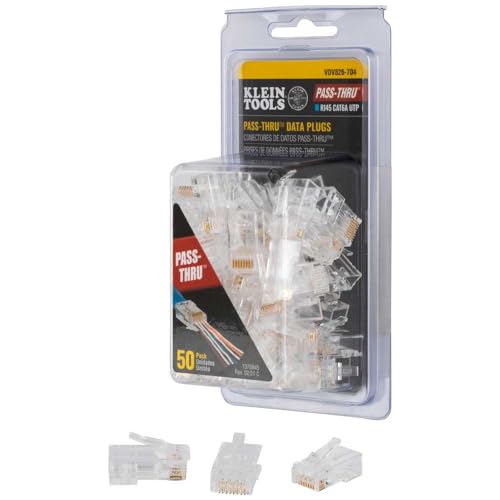 Klein Tools VDV826-704 Modular Data Plug for CAT6A and Larger Diameter CAT6 Indoor or Outdoor Ethernet Cable, 50 Pack - Image 1