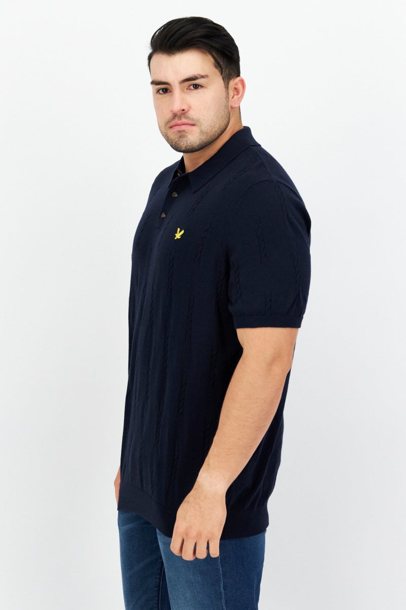 Lyle & Scott تي شيرت بولو رجالي بقصة منتظمة بأكمام قصيرة بشعار العلامة التجارية، كحلي - Image 3
