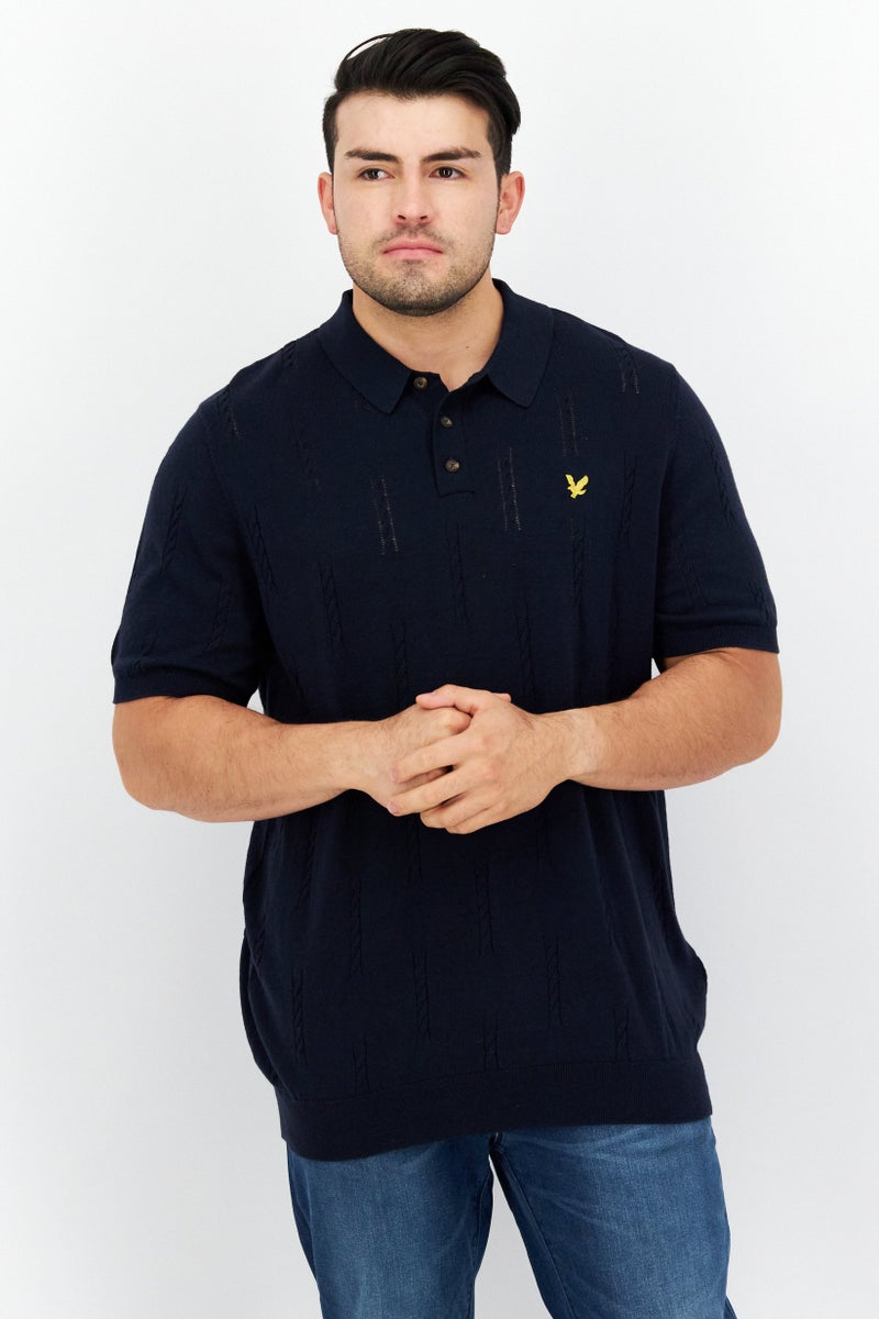 Lyle & Scott تي شيرت بولو رجالي بقصة منتظمة بأكمام قصيرة بشعار العلامة التجارية، كحلي - Image 1