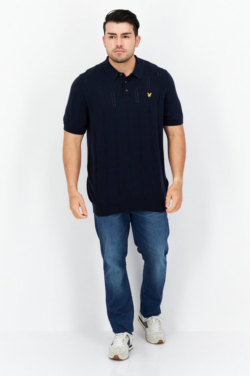 Lyle & Scott تي شيرت بولو رجالي بقصة منتظمة بأكمام قصيرة بشعار العلامة التجارية، كحلي - Image 4