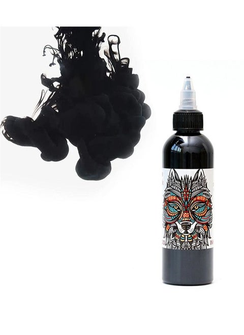 Tattoo Ink, Black, Great for Lining and Shadowing, Smooth, Consistent Pigment, Vegan Friendly Tattoo Colors, Organic Ink (120ml)