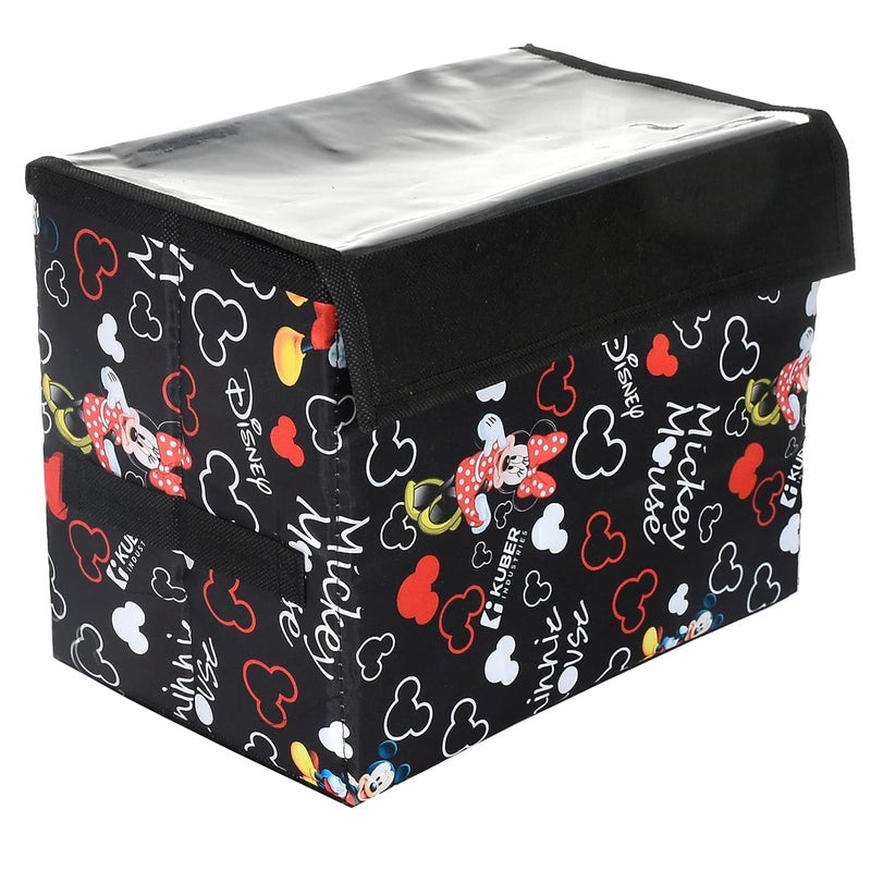 Kuber Industries Kuber Industries Disney Large Storage Box With Lid|Foldable Organizer For Toys, Books|Drawer Box With Transparent Lid (Black) 