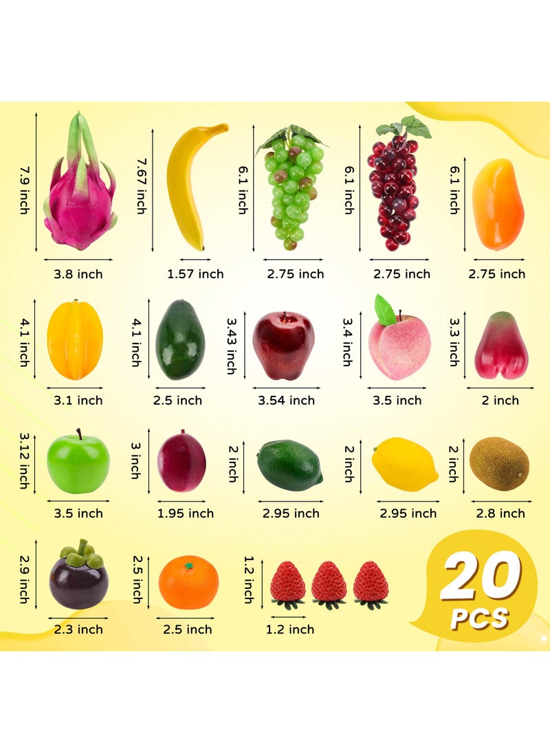 Toopify Toopify 20 Pcs Artificial Fruits Pack  Fake Fruits for Home Decor  Simulation Fruit Set  Party Chirstmas Decortion  - Image 2