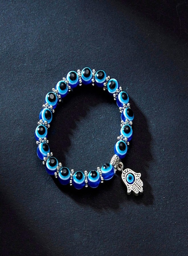 Thrillz Evil Eye Bracelet For Women Buddha Hand Wristband Silver Beads Charm Evil Eye Bracelets For Women Girls Love Gifts Jewellery - Image 2