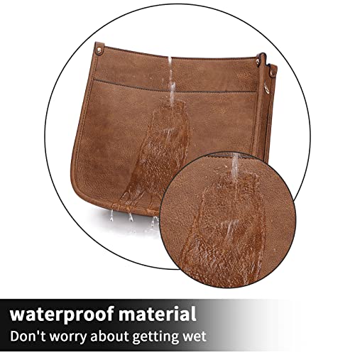 HKCLUF Crossbody Bags For Women Trendy Vegan Leather Hobo Handbags With 2PCS Adjustable Guitar Strap Shoulder Bags Purse For Women(linen brown) - Image 4