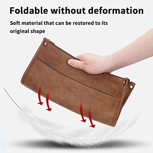 HKCLUF Crossbody Bags For Women Trendy Vegan Leather Hobo Handbags With 2PCS Adjustable Guitar Strap Shoulder Bags Purse For Women(linen brown) - Image 5