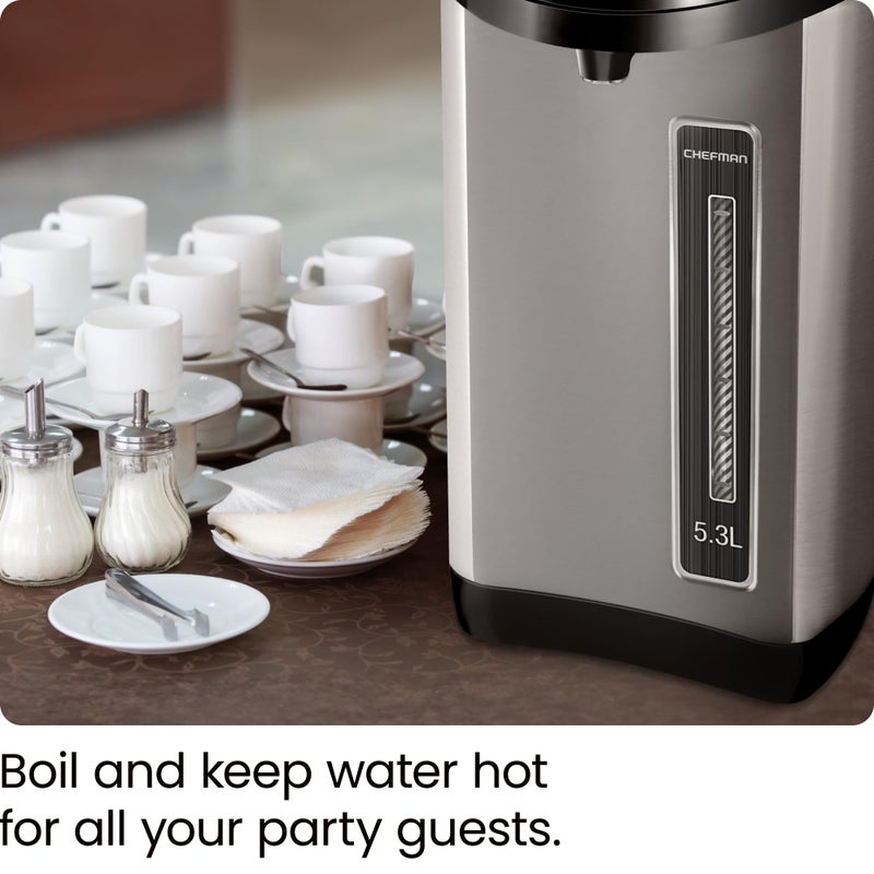 Chefman Electric Hot Water Pot Urn w/Auto & Manual Dispense Buttons, Safety Lock, Instant Heating for Coffee & Tea, Auto-Shutoff & Boil Dry Protection, Insulated Stainless Steel, 3.6L/3.8 Qt/20+ Cups - Image 2