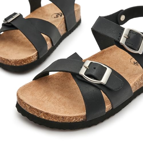 Trary Black Unisex Child Sandals Comfortable Cork Footbed Girl Sandals, Size 13 - Image 4