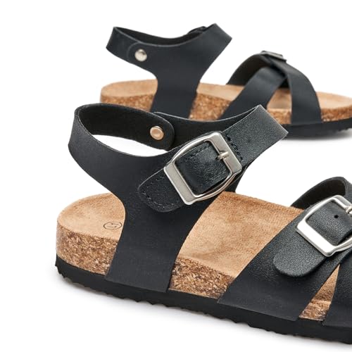 Trary Black Unisex Child Sandals Comfortable Cork Footbed Girl Sandals, Size 13 - Image 3