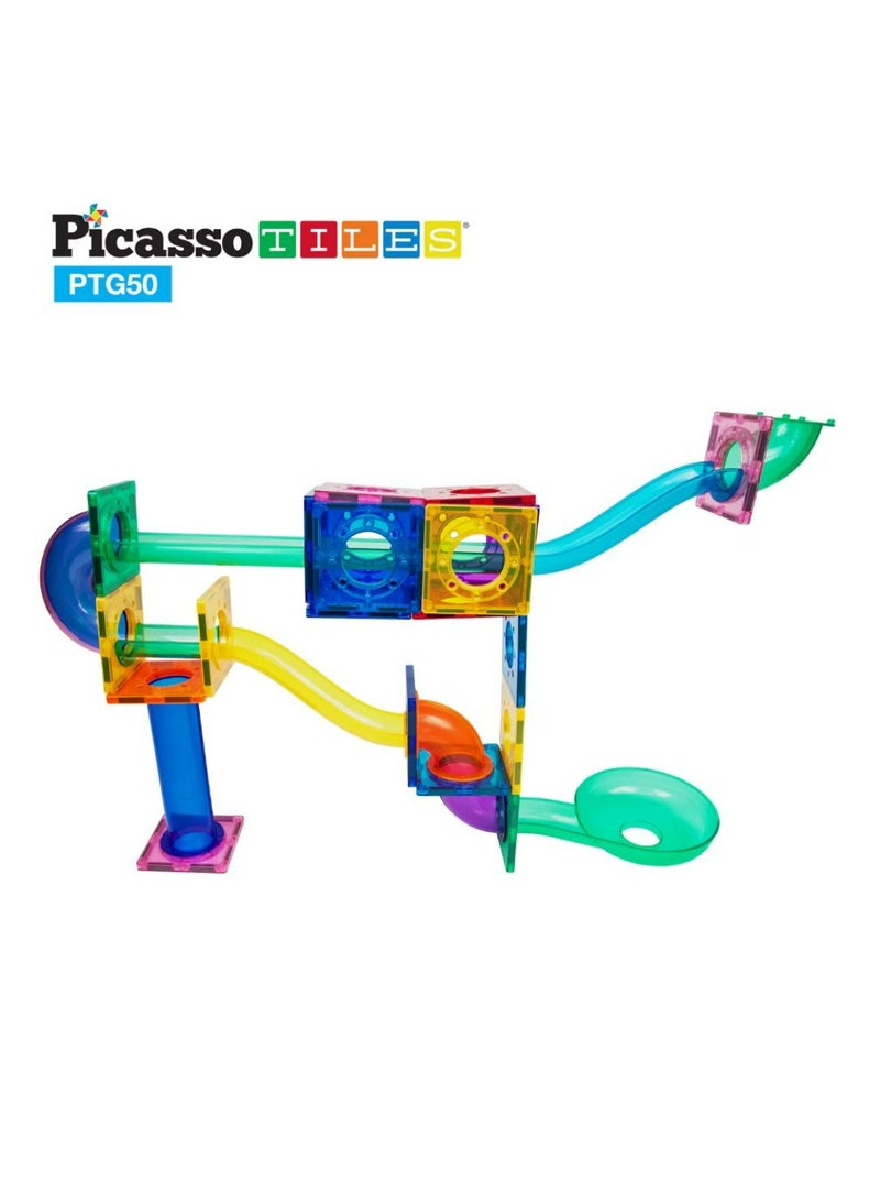 PicassoTiles Magnetic Marble Run 50-Pieces, Magnetic Tiles, Building Blocks, Educational Toy Set, Construction Building Kit For Child Brain Development  - Image 4