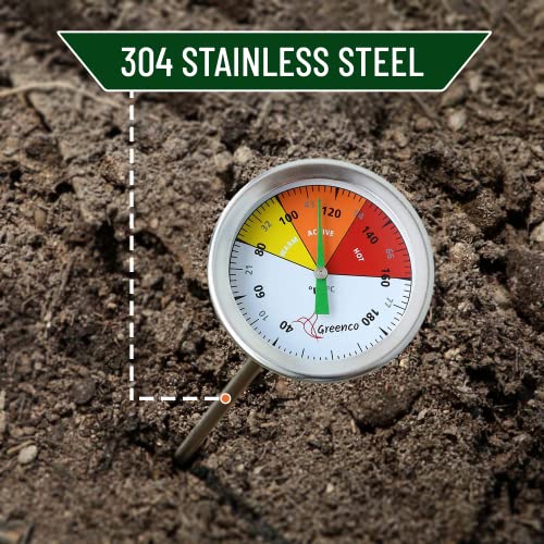 Greenco Compost Soil Thermometer by Greenco, Stainless Steel, Celsius and Fahrenheit Temperature Dial, 20 inch Stem - Image 4