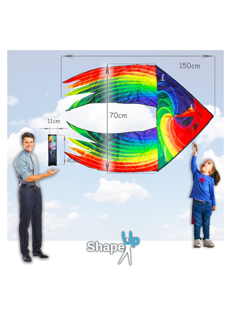 SHAPE UP Shapeup Rainbow Beach Kite for Kids & Adults, Kites for Beginner with 1 Strong Kite String with Winder Handle, Easy-To-Fly Lightweight Sport & Outdoor Toys Great for All Ages - Modern Rainbow  - Image 3