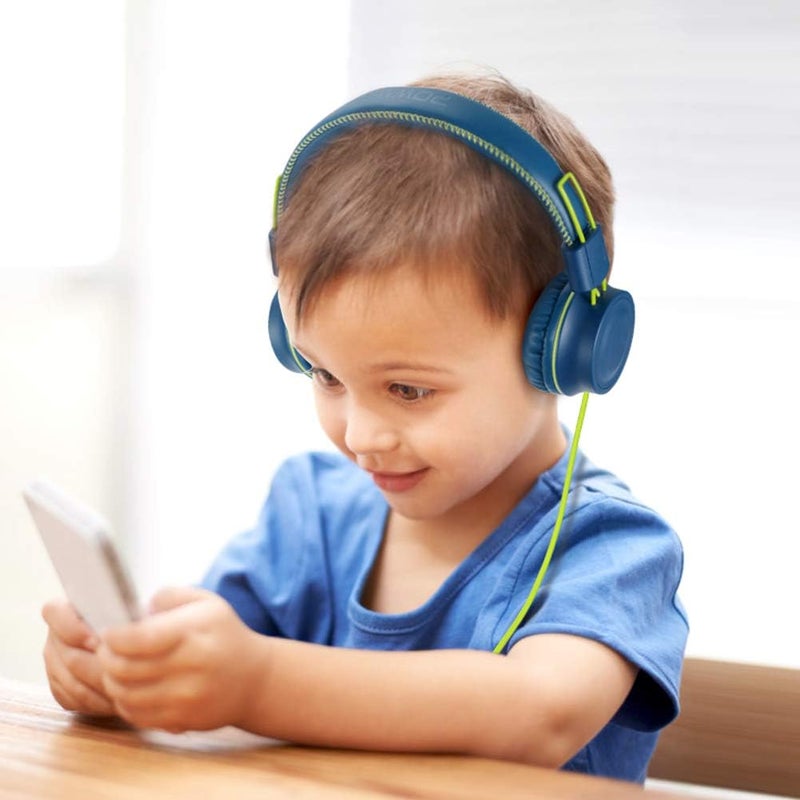 POWMEE M2 Kids Headphones Wired Headphone for Kids,Foldable Adjustable Stereo Tangle-Free,3.5MM Jack Wire Cord On-Ear Headphone for Children/Teens/Girls/School/Kindle/Airplane/Plane/ (Blue) - Image 5