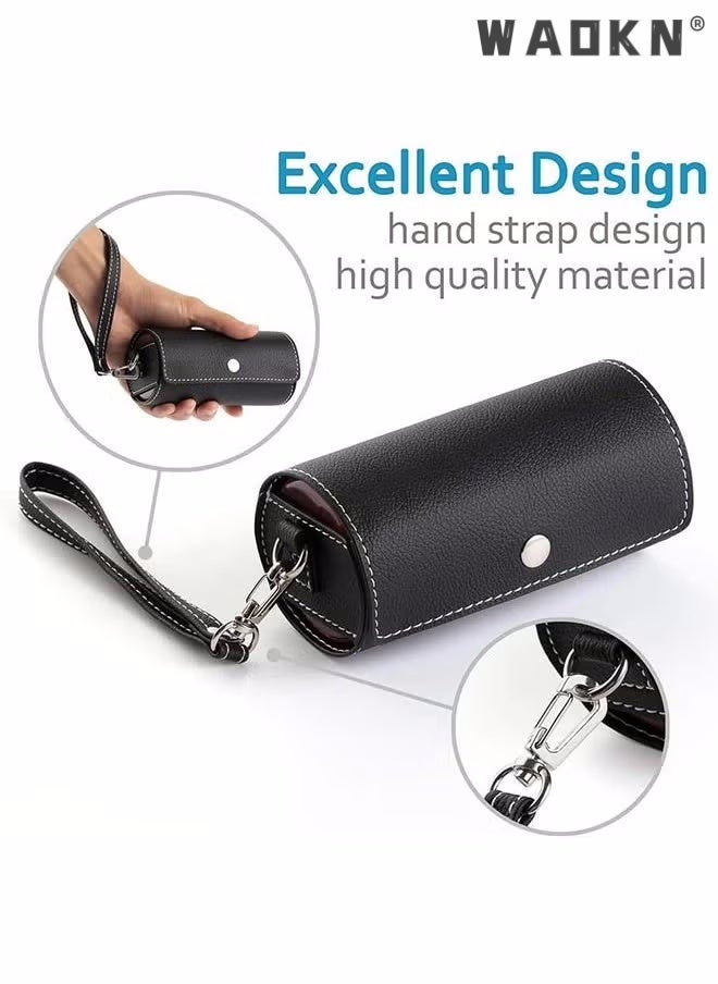 WAOKN Weekly Pill Organizer 2 Times a Day,AM PM Large Daily Pill Box with PU Leather Case for Travel,Large Compartments,Round Medicine Organizer,7 Day Pill Container for Vitamin Fish Oils Supplement-Black  - Image 5