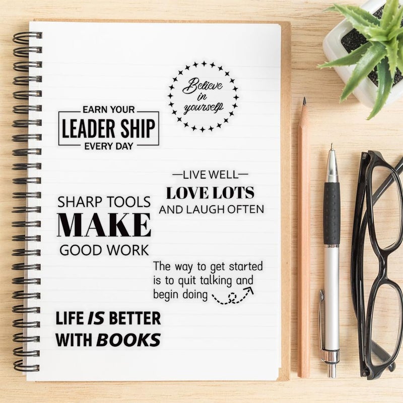 YOKSAS 50Pcs Motivational Transparent Quote Stickers for Scrapbooking â€“ Aesthetic Black Clear Positive Stickers for Journaling, Planners, Resin Crafts, Notebooks, Laptop, Gift Decoration - Image 5