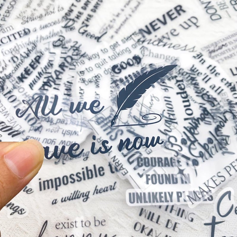 YOKSAS 50Pcs Motivational Transparent Quote Stickers for Scrapbooking â€“ Aesthetic Black Clear Positive Stickers for Journaling, Planners, Resin Crafts, Notebooks, Laptop, Gift Decoration - Image 3