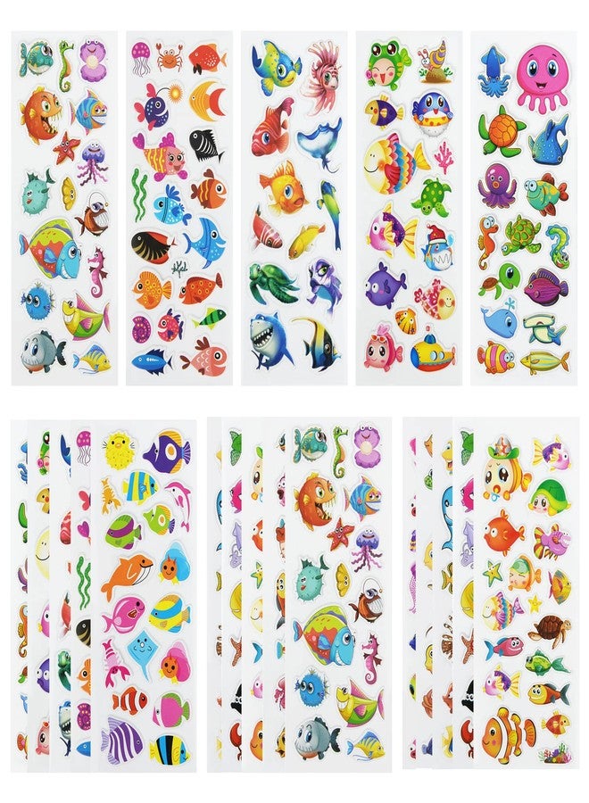 DaiUni 24 Sheets(400+) Fish 3D Puffy Stickers for Toddlers Kids, Bulk Preschool Sticker Sheets for Reward, Craft, Scrapbooking - Image 1