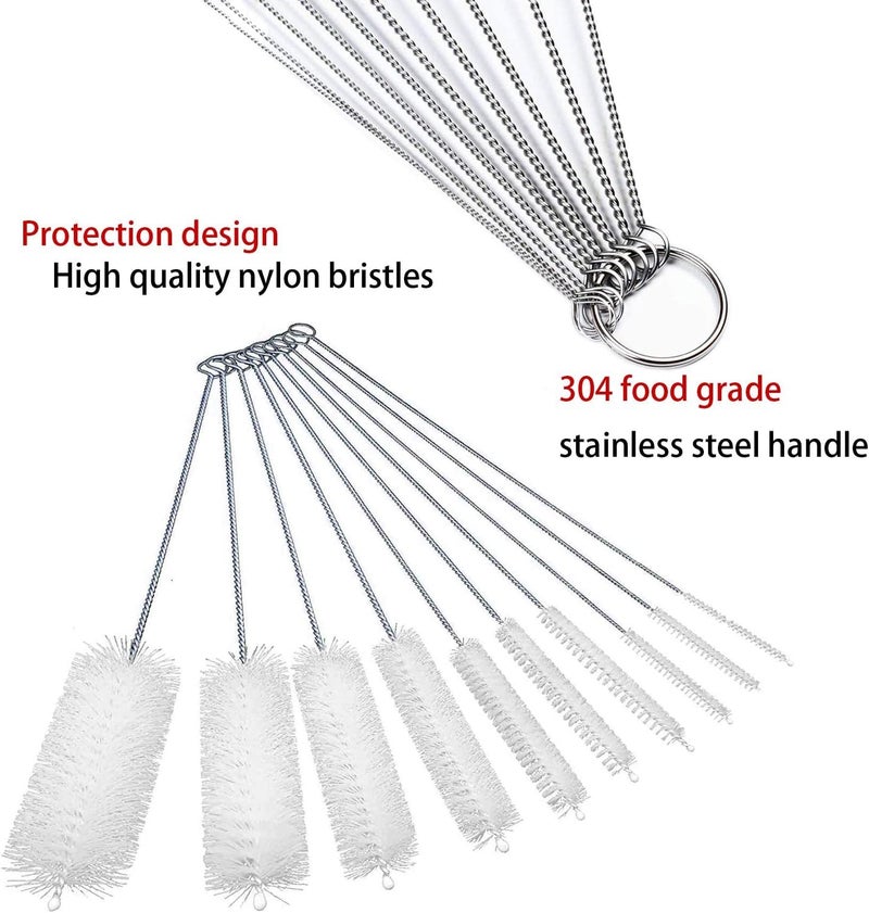 Deraweey Straw Cleaner Brushes Sets, 10 Pieces 8.2 Inch Bottle Cleaning Brush and Nylon Tube Brush Brush Kit for Sippy Cup, Tumbler, Water Bottle, Drinking Straw - Image 5